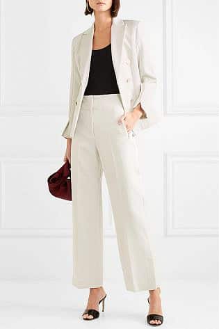 By Malene Birger Yamiga Double Breasted Satin Crepe Blazer Ivory