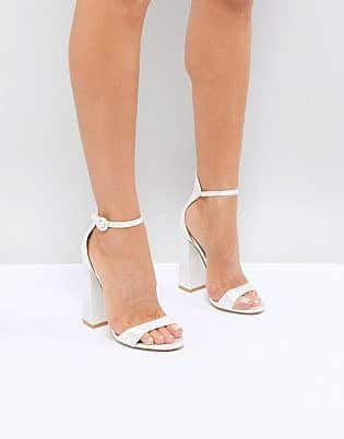 Be Mine Bridal Lauren Ivory Satin Flared Block Heeled Sandals