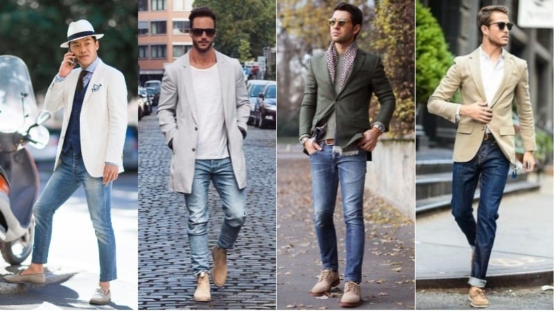 Blue Jeans with Beige Shoes