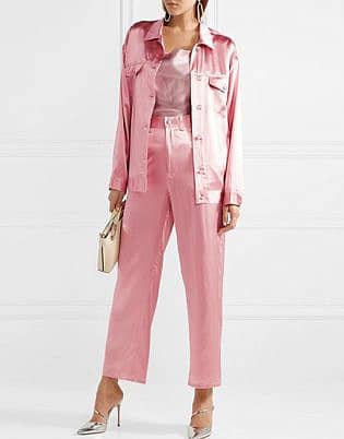 Fleur Du Mal Silk Satin Wide Leg Pants