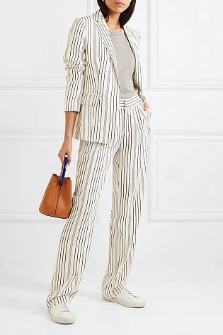 Frame Striped Crepe Blazer Cream