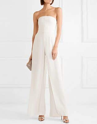 Halston Heritage Strapless Layered Crepe And Chiffon Jumpsuit