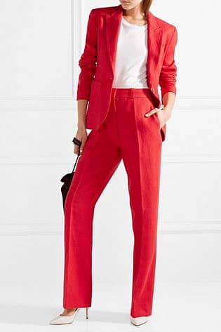 Hillier Bartley Linen Straight Leg Pants Red