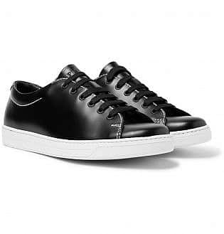 Prada Contrast Stitched Spazzolato Leather Sneakers9