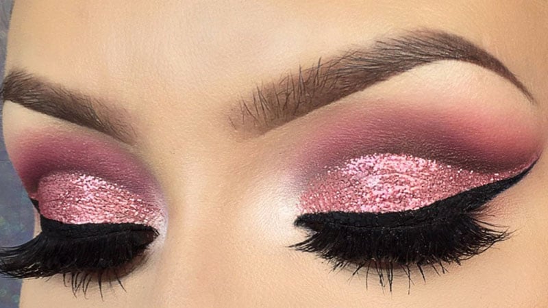 Pink Glitter Cut Crease