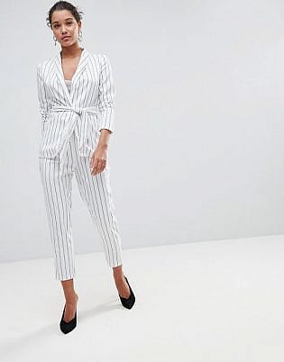 Prettylittlething Striped Tailored Pants Co Ord