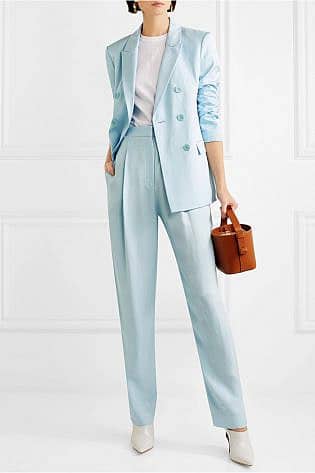 Tibi Satin Twill Tapered Pants Sky Blue