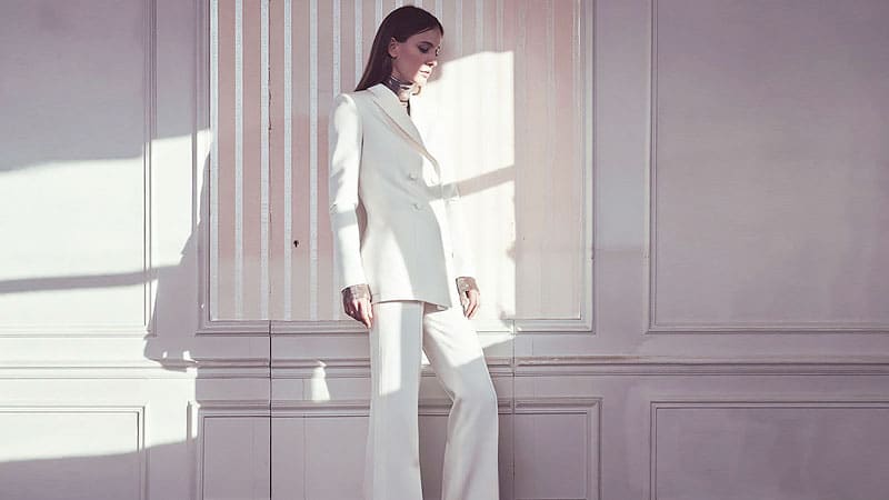 white dressy pants suits for evening wear