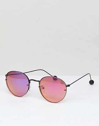Asos 90s Metal Round Sunglasses With Laid On Lens And Ball Arm Detail