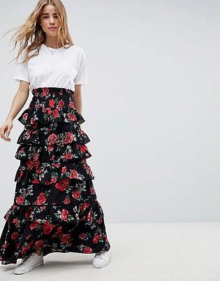 layered maxi skirt shorts