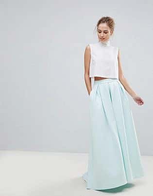 Asos Scuba Maxi Skirt With Pockets And Godet Back Detail