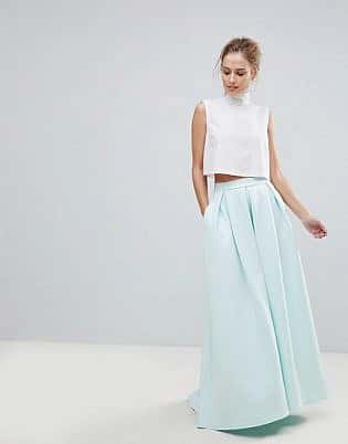 grey colour long skirt