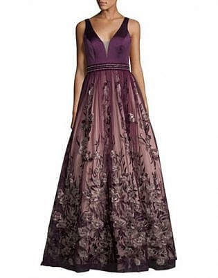 dark purple and gold dress