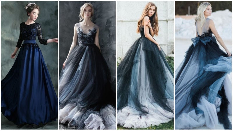 Black And Blue Wedding Dresses