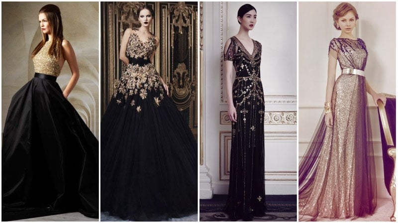 black and golden net frocks