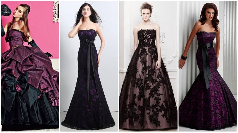 purple and black gown