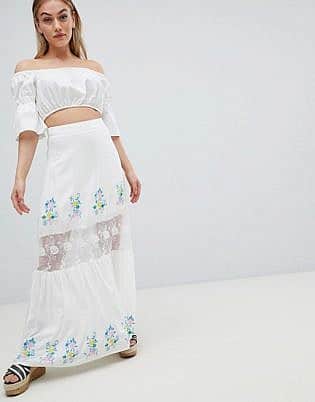 boohoo white maxi skirt