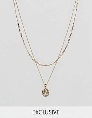 Chained & Able Sovereign Mini Medallion Layer Necklace In Gold Exclusive To Asos