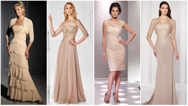 champagne knee length mother of the bride dresses