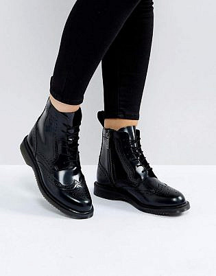 Dr Martens Kensington Delphine Brogue Black Lace Up Ankle Boots