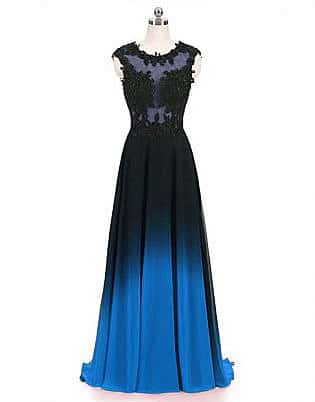 Dydsz Women's Evening Party Dresses Prom Dress Long Gradient Color Ombre Beaded D224