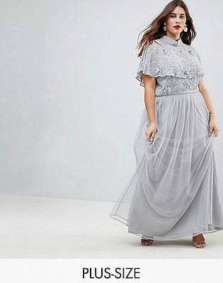 Frock And Frill Plus Premium Embellished Top High Neck Maxi Dress