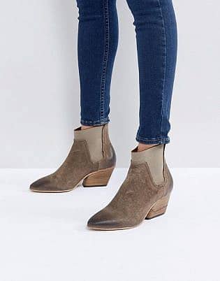Hudson London Malia Taupe Suede Ankle Boots