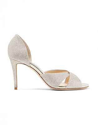 Jimmy Choo Lara 85 Glittered Leather Sandals