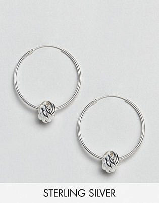 Kingsley Ryan Sterling Silver Knot Detail Hoop Earrings