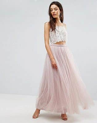high end white maxi skirt
