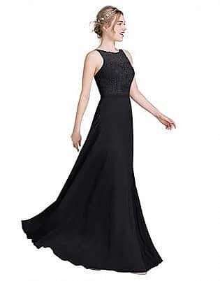 Loffy Women's Long Prom Dress Bridesmaid Dress Lace Chiffon Evening Gown
