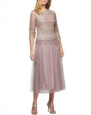Mock Two Piece Tea Length Dress Pink