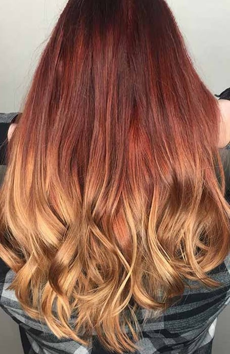 Natural Red Hair With Ombre