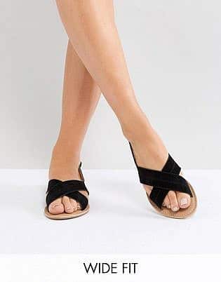 Park Lane Wide Fit Suede Flat Sandals