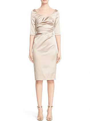 Portrait Neck Stretch Satin Sheath Dess