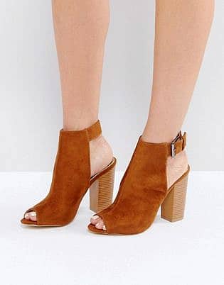 Raid Rosie Brown Peeptoe Heeled Ankle Boots
