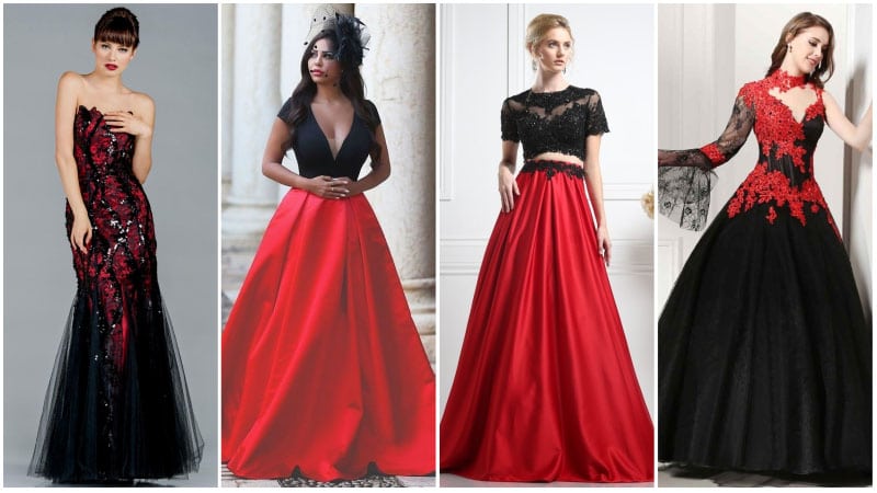 Black and red deals combination gown