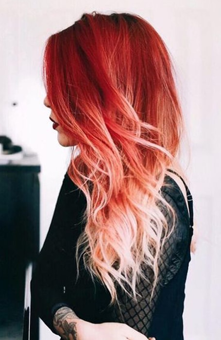 Red To White Ombre Hair