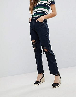 Rolla's Original Straight High Waisted Jean With Ripped Knee