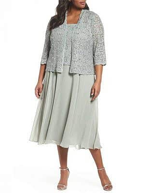 Sequin Lace & Satin Dress With Jacket