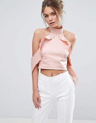 True Violet Frill High Neck Crop Top