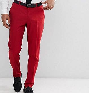 red dress shirt black pants