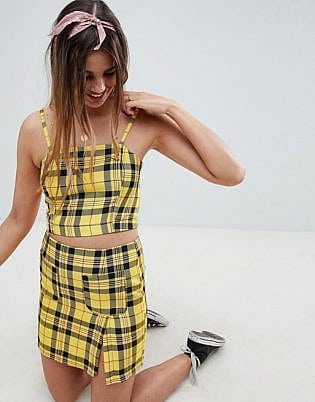 Asos Design Check Mini Skirt With Front Pockets Co Ord