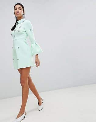 Asos Design Scuba Embellished A Line Mini Dress