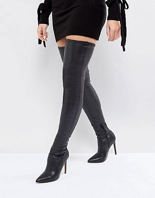Asos Kendra Point Over The Knee Boots Black