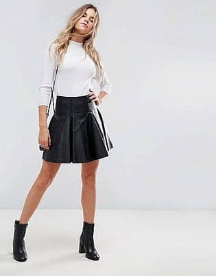 Asos Leather Mini Flippy Skirt