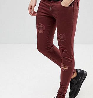 Ascend Denim Super Skinny Muscle Fit Jeans In Extreme Rips With Zips