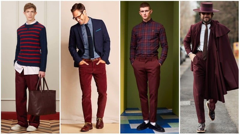 Burgundy Pants Outfits
