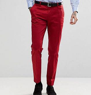 red dress shirt with black pants