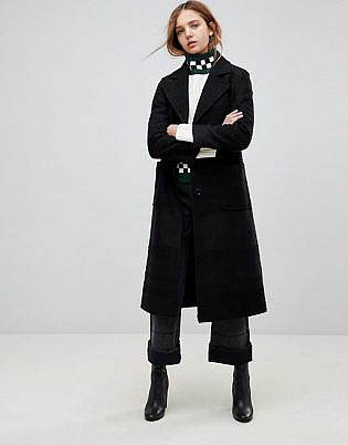 Helene Berman Wool Blend Longline Belted Coat
